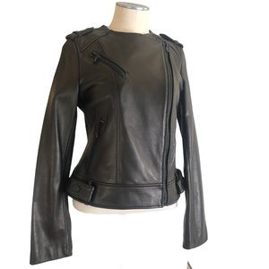 NWT ALL GENUINE LEATHER jacket BLACK Zipper